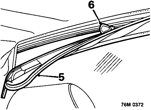 Diagram showing the top of a backlight with Velcro and a zip fastener labeled 5, and a retaining point labeled 6.