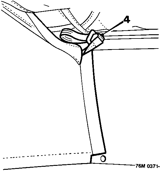 Diagram showing the lower rail of a backlight with elastic straps labeled 4 attached to hooks.