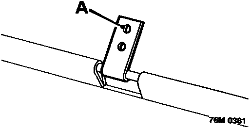 Diagram showing rear bow bracket attached to hood frame with pop rivets through holes marked 'A'.