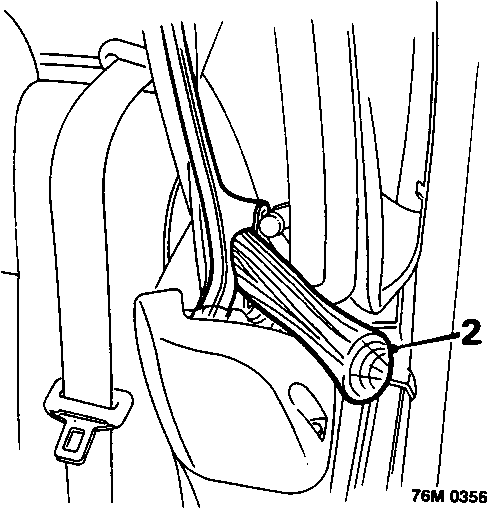 Diagram showing the cantrail tensioning cable assembly with callout number 2
