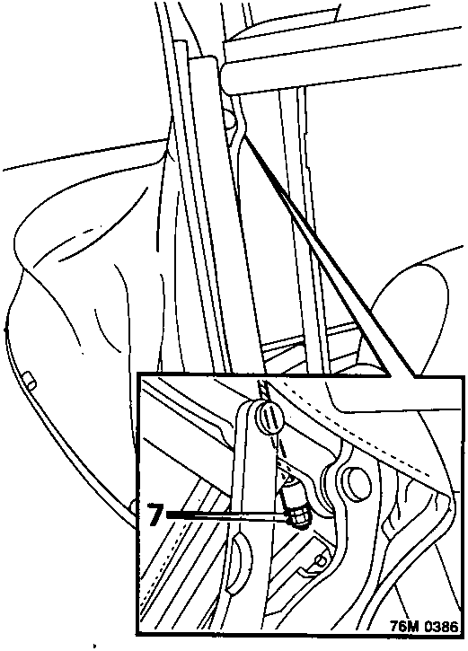 Diagram showing the locknut and adjustment nut on the cable, with callout number 7