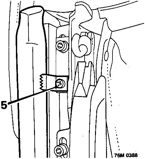 Diagram showing cantrail seal clamps with callout number 5