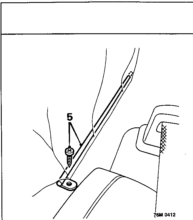 Diagram showing headlining tension rod screws at rear shelf
