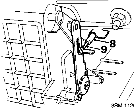 Diagram showing the recirculation cable mechanism with callout numbers 8 and 9 indicating the outer cable clip and inner cable lever