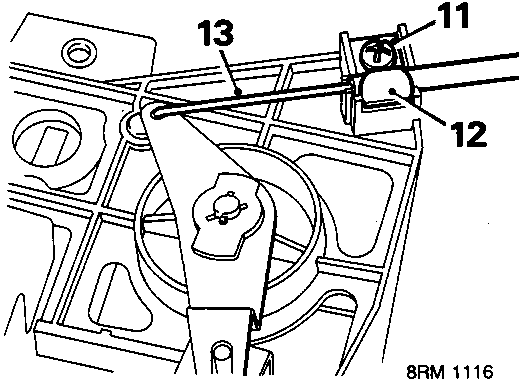 Diagram showing the heater control area with callout numbers 11, 12, and 13