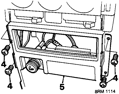 Diagram showing the radio housing area with callout numbers 4 and 5