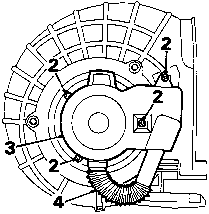 Diagram of blower assembly showing numbered components 2, 3, and 4