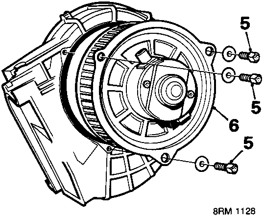 Diagram of blower motor assembly showing numbered components 5 and 6