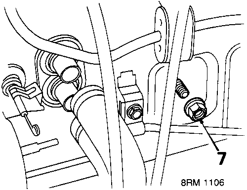 Diagram showing heater lower mounting nut with callout number 7