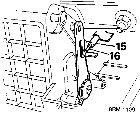 Diagram showing recirculation cables on blower housing with callout numbers 15 and 16