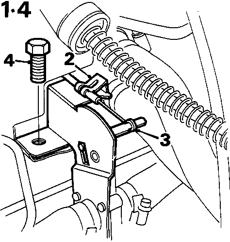 Diagram showing outer heater valve cable clip and inner cable release with callout numbers 2, 3, and 4