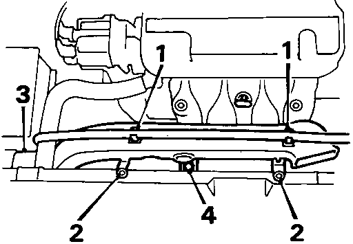 Diagram showing air cleaner intake pipe area with callout numbers 1 through 4