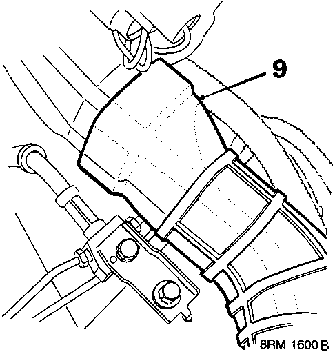 Diagram showing rubber air cleaner intake hose with callout number 9.