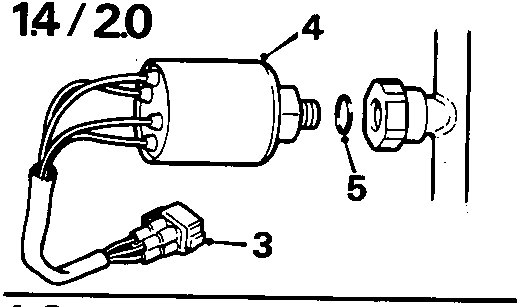 Diagram of trinary/dual pressure switch with callout numbers 3, 4, and 5