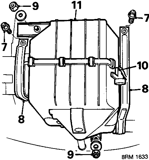 Diagram showing the evaporator assembly with callout numbers 7, 8, 9, 10, and 11