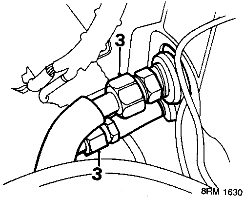 Diagram showing pipe unions being disconnected with callout number 3