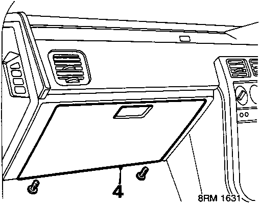 Diagram showing the glove box lid area with callout number 4