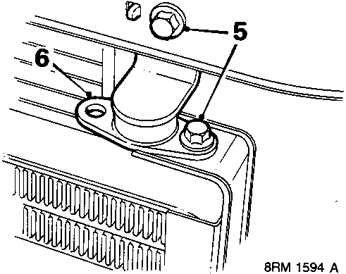 Diagram showing condenser top mounting bolts, callouts 5 and 6.