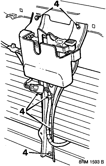 Diagram showing bonnet lock platform support with multiplug and clips, callouts 4.