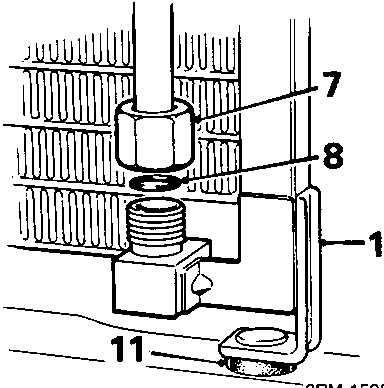 Diagram showing rubber insulators on condenser, callouts 7, 8, 10, and 11.