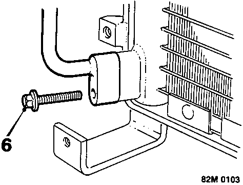 Diagram showing condenser pipe union secured by bolt 16.