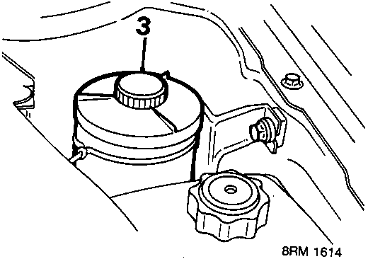 Diagram showing power steering reservoir with callout number 3