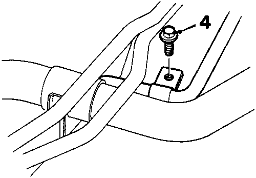 Diagram showing a bolt securing an air conditioning pipe to the vehicle body, labeled with callout number 4.