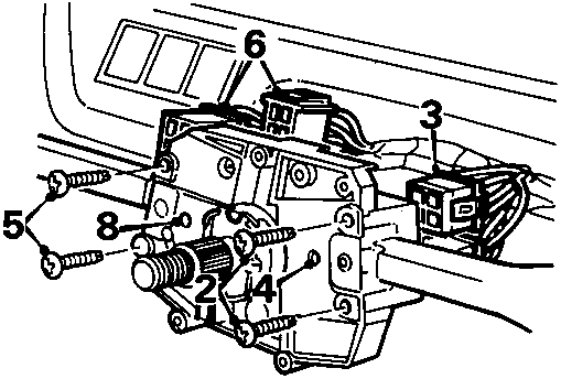 Diagram of column switch assembly showing numbered components 2, 3, 4, 5, 6, 8
