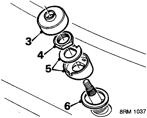 Exploded view of wiper motor spindle cover components with callout numbers 3, 4, 5, 6