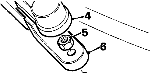 Diagram showing rear wiper arm assembly with callout numbers 4, 5, 6