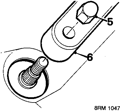 Diagram showing wiper spindle nut and arm removal with callout numbers 5, 6