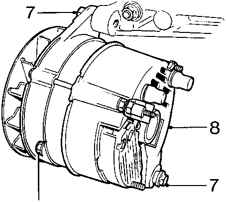 Alternator mounting bolts to engine