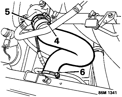 Diagram showing alternator components with callout numbers 4, 5, and 6