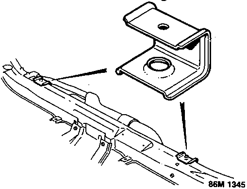Diagram of radiator mounting brackets and bolt 13 on bonnet platform