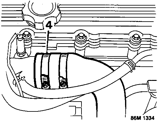 Diagram showing radiator top hose and clip release point