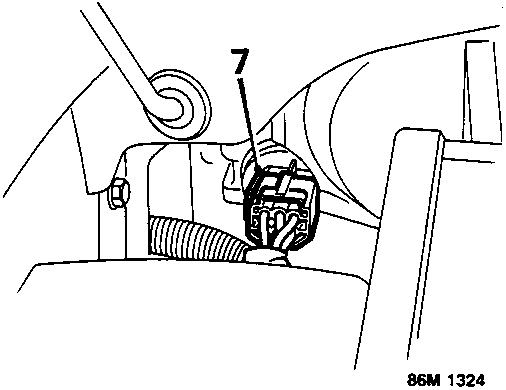 Diagram showing disconnecting multiplug from headlamp, labeled 7.