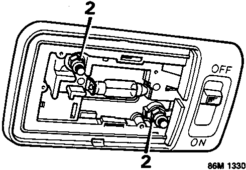Diagram of roof lamp assembly internal components with callout number 2, reference 86M 1330
