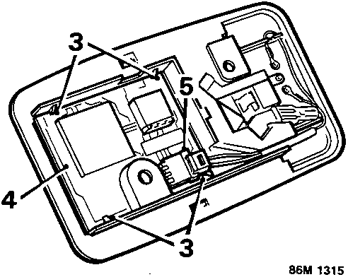 Diagram of the infra-red receiver unit within the lamp housing showing components labeled 3, 4, and 5 with code 86M 1315