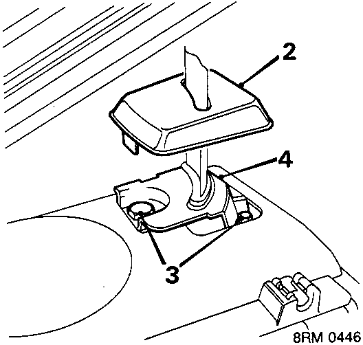 Diagram of a seat belt upper guide assembly with callout numbers 2, 3, and 4