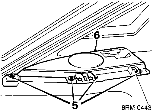 Diagram of a rear speaker grille attached to the body with callout number 6