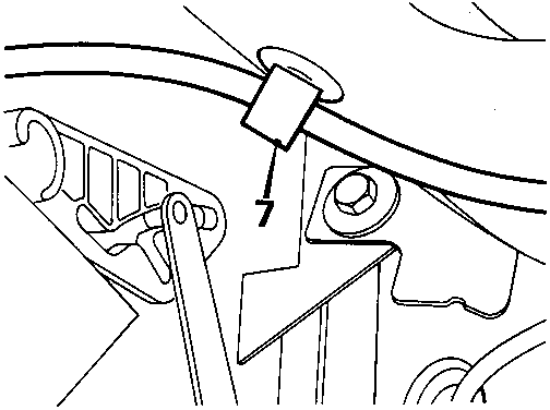 Diagram showing a clip securing a coaxial cable under the fascia, with callout numbers 7 and 8 identifying the clip and cable.