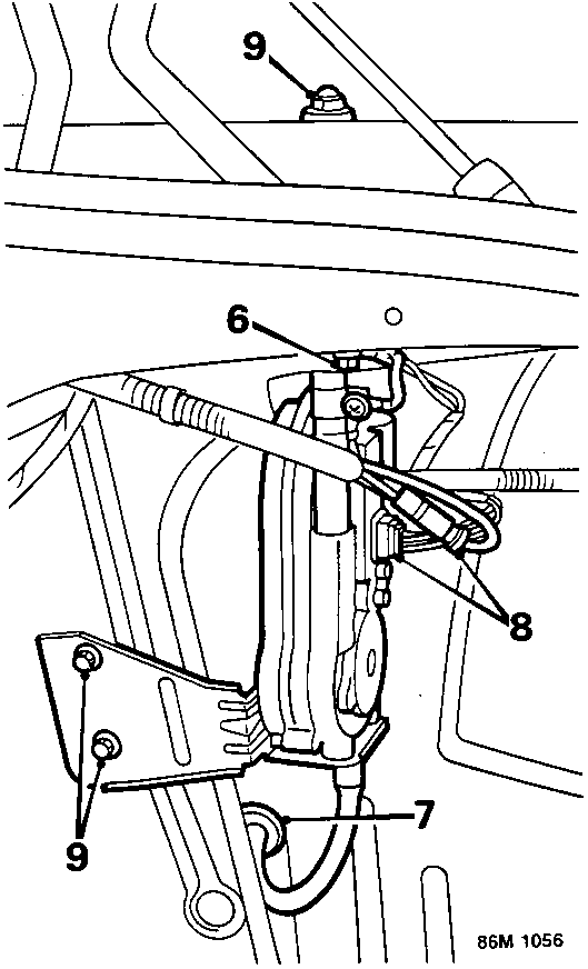 Diagram showing electric aerial assembly with callout numbers 6, 7, 8, and 9