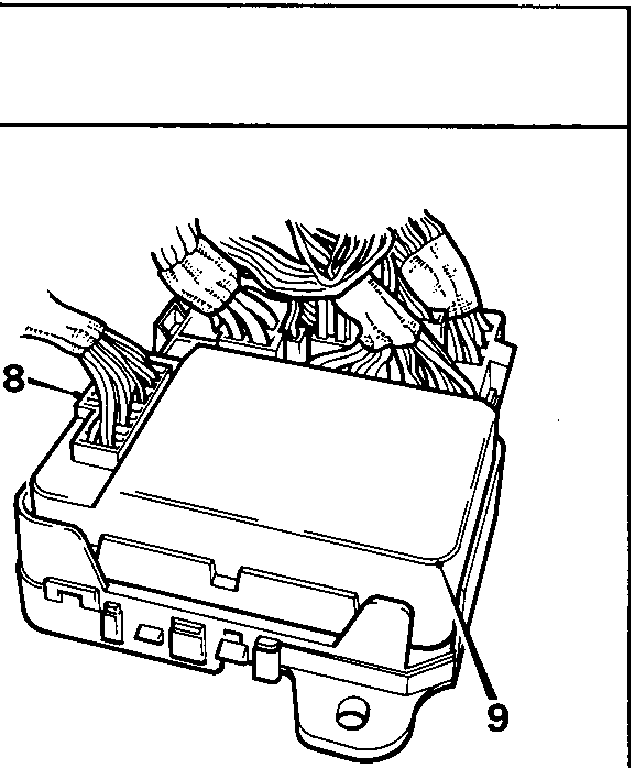 Diagram showing the multi-function unit connected to wiring, with multiplug labeled 8 and unit release point labeled 9.