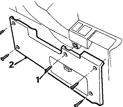 Diagram showing the fuse cover and fascia panel with screws labeled 1 and 2.