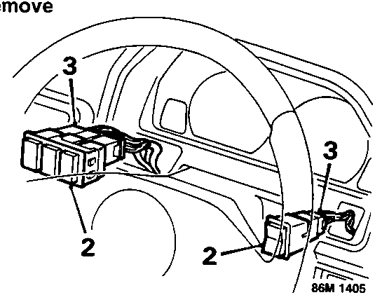 Diagram showing switch assembly and instrument cowl with callout numbers 2 and 3