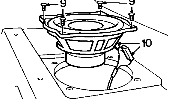 Diagram showing removal of rear speaker from mounting panel (86M 3175)