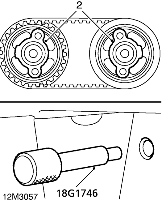 Camshaft timing belt – Remove 3 bolts and remove LH rear timing belt cover.