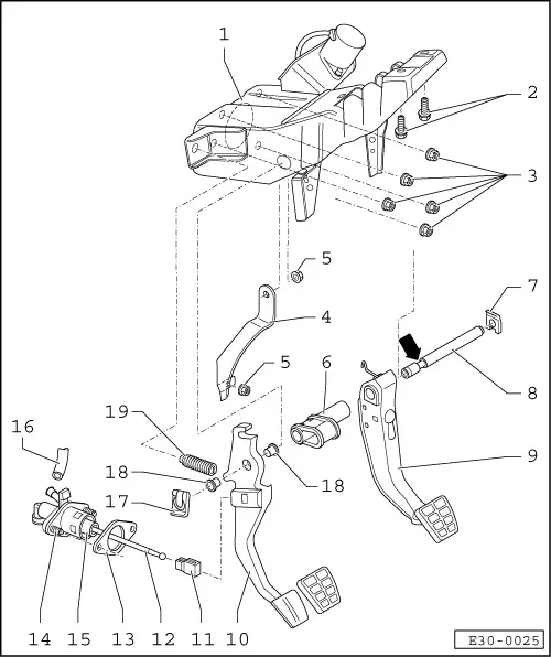 SEAT Service and Repair Manuals > Leon Mk2 > 02J 5speed gearbox Clutch, control