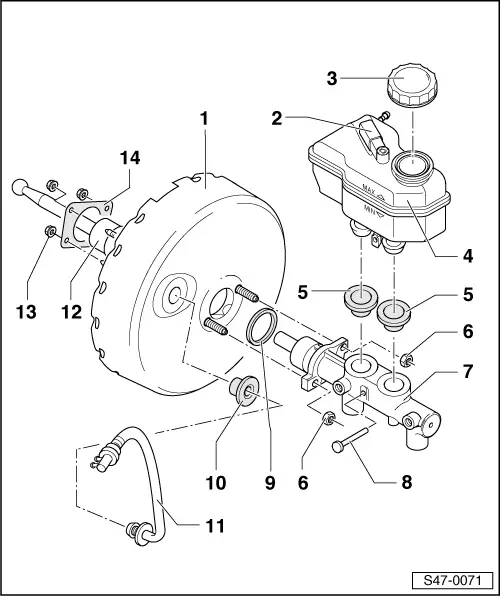 Skoda Manuals > Fabia Mk2 > Chassis > Brakes, hydraulics