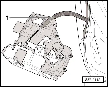 Skoda Workshop Service and Repair Manuals > Fabia Mk2 > Body ><br><br>Body  Work ><br><br>Rear door,sliding door,wing doors,central locking ><br><br>Rear  door ><br><br>Removing and installing the door lock